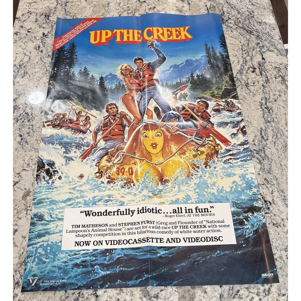 TIM MATHESON 36 x 24",FOLDED 1984 VIDEO POSTER "UP THE CREEK" ORION MOVIE ROOM